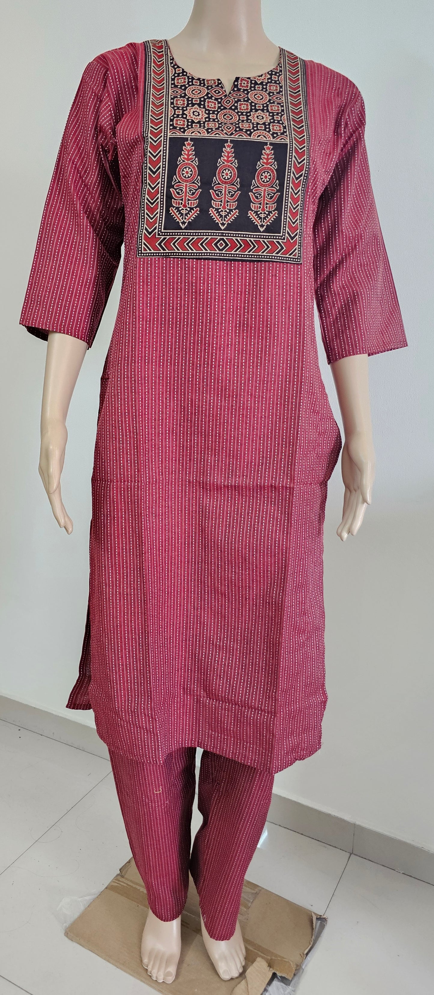 Women kurti with pant | Kantha cotton sets Red Marooncolor | kanthaset (Copy)