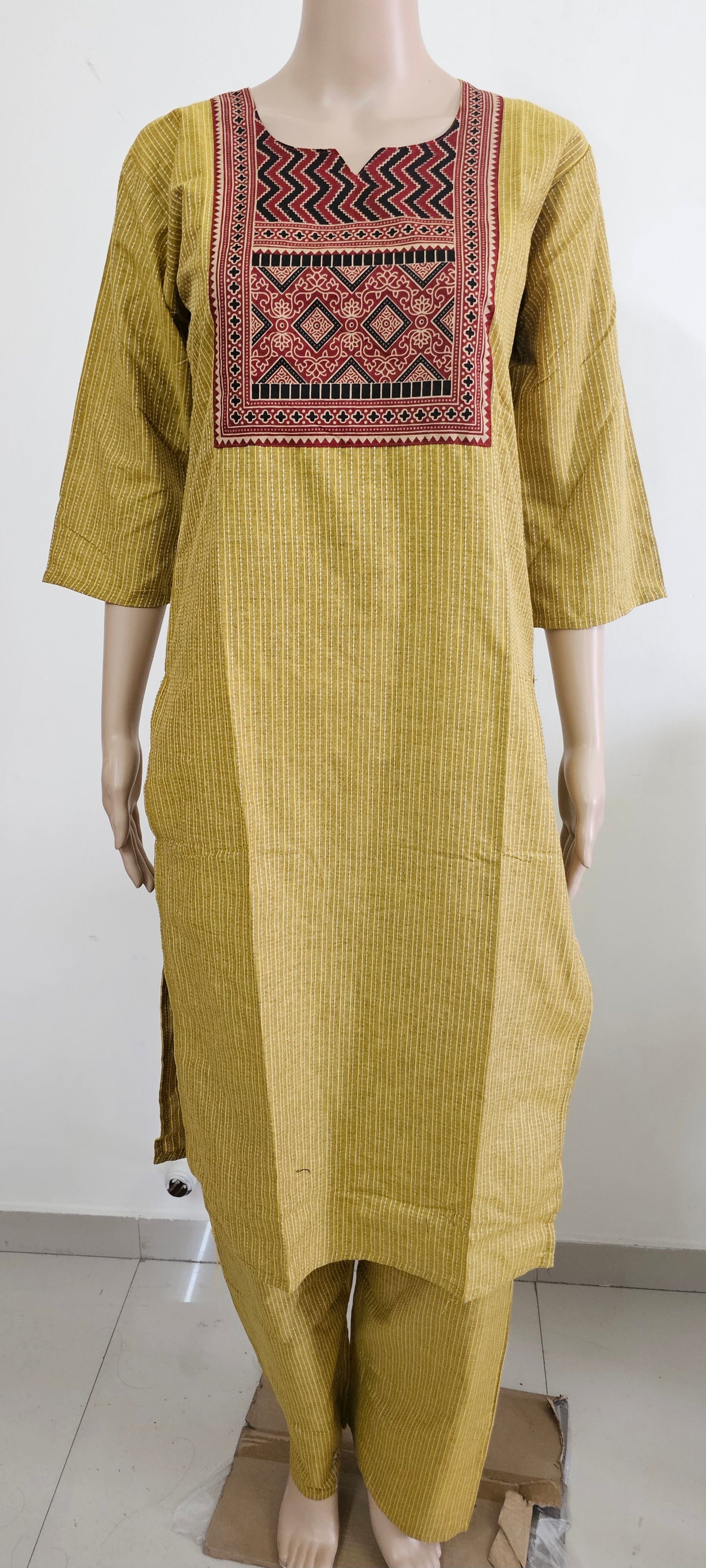 Women kurti with pant | Kantha cotton sets Mustard color | kanthaset