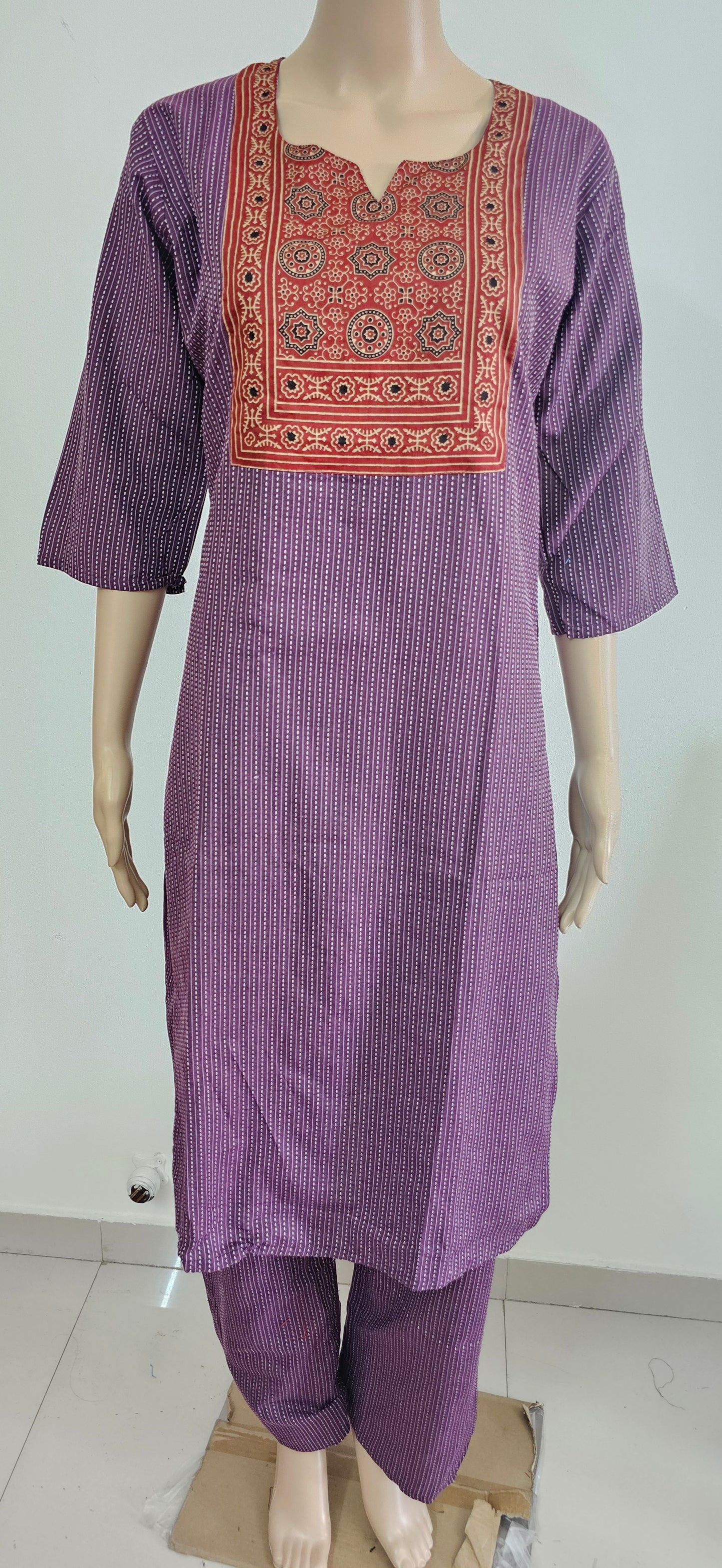 Women kurti with pant | Kantha cotton sets Purple color | kanthaset