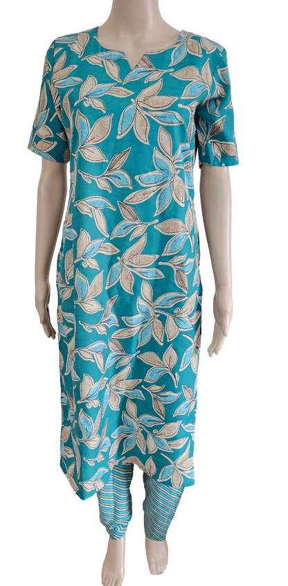 Women kurti with pant | Green Floral rayon kurti with Lining | CUSTOMSET