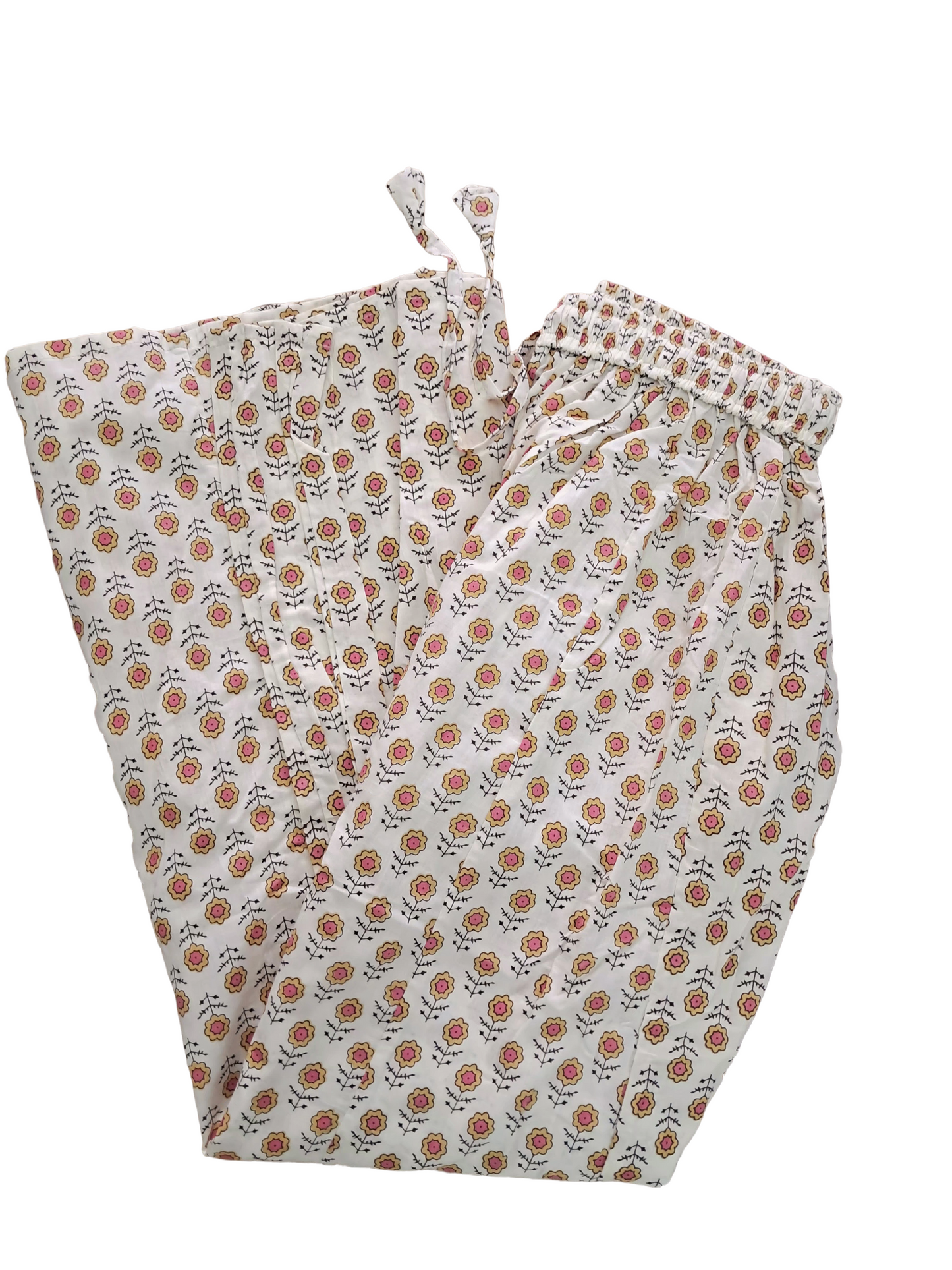 Women's Cotton 16 Kali Divider Skirt Palazzo Pants – Orange flower in light cream color