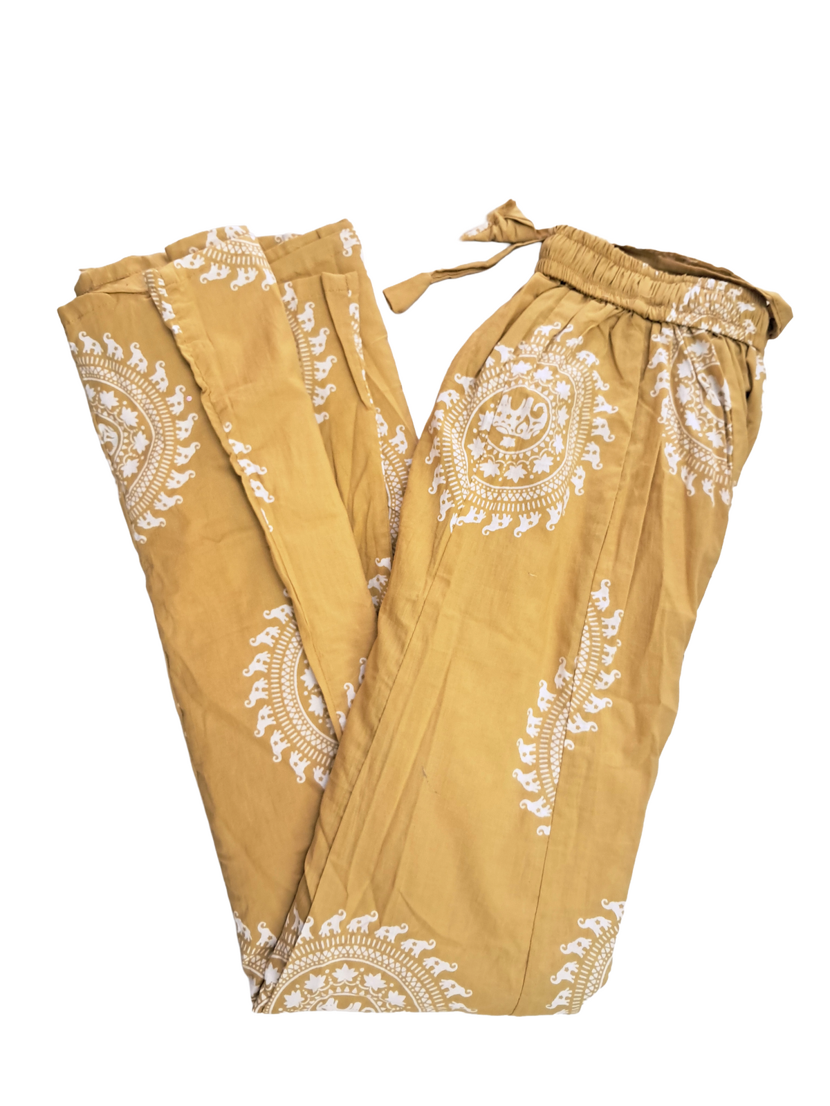 Women's Cotton 16 Kali Divider Skirt Palazzo Pants – Round Bhutta in mustard yellow