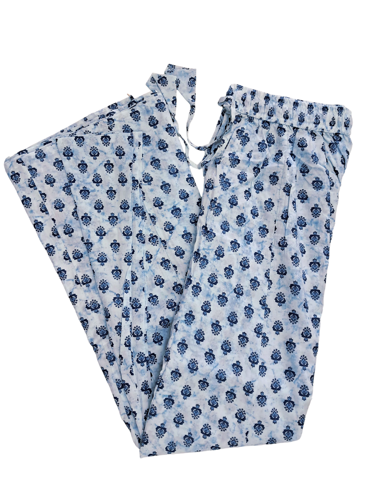 Women's Cotton 16 Kali Divider Skirt Palazzo Pants – Small blue bhutta in tie and dye base