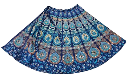 Women wrap  Skirt | Jaipuri Print | Fits up to XL|Wrap Circle Indigo blue