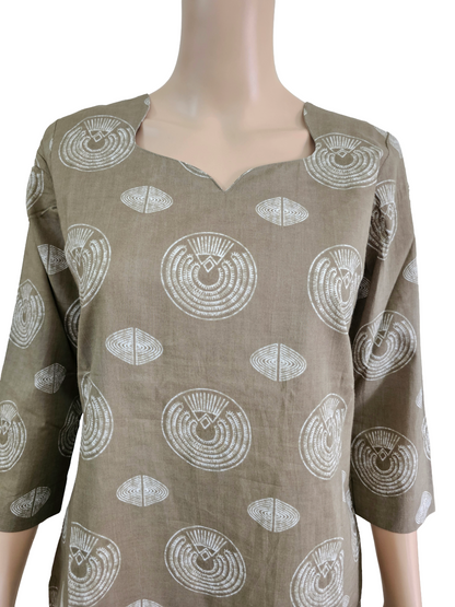Women kurti with pant and dupatta |Light seaweed green kurti with Lining | B4010 | Neck pattern 2