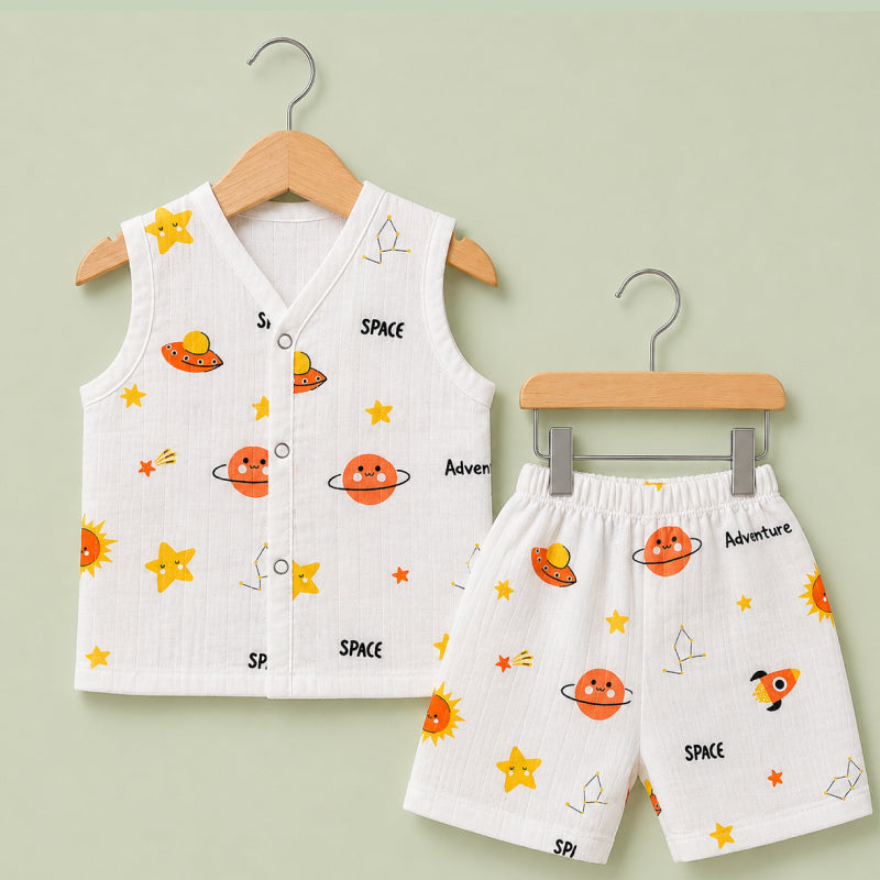 Baby Set - | Muslin Jabla shorts set ( Half sleeve) | Adventure space