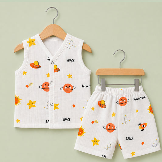 Baby Set - | Muslin Jabla shorts set ( Half sleeve) | Adventure space