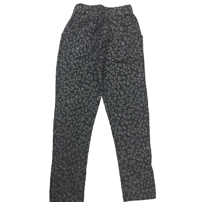 Girls Pants | Jeggings | Black glittery Leopard print