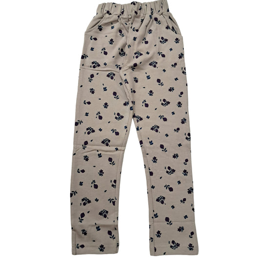 Girls Pants | Jeggings | Purple with blue flowers in beige