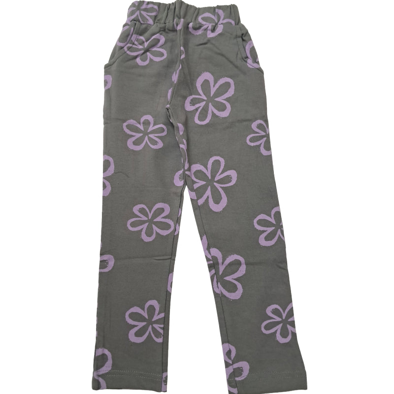 Girls Pants | Jeggings | Grey Purple flower Print