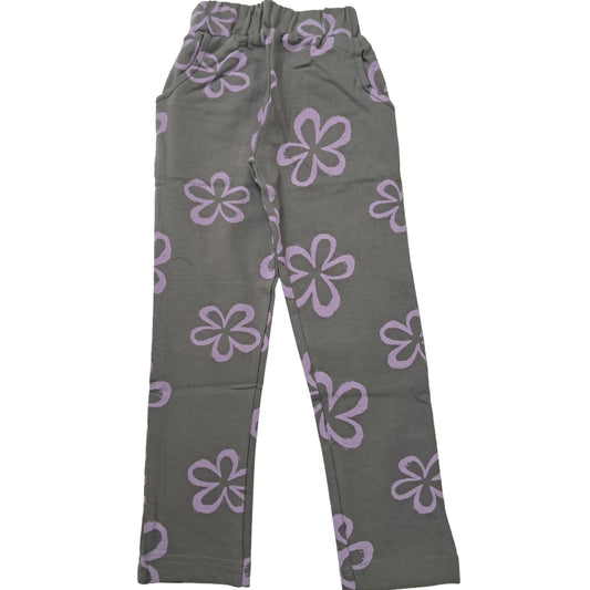Girls Pants | Jeggings | Grey Purple flower Print
