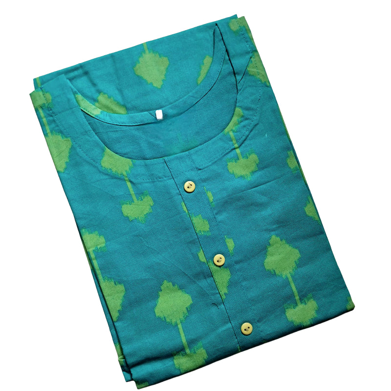 Women Kurti | Ramar green with Ikkat pattern Only Kurti