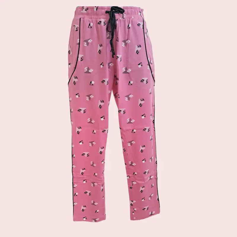 Women Track Pant | Baby pink shapes with black tape  | WTRACK