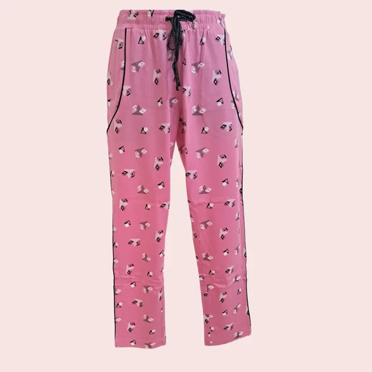 Women Track Pant | Baby pink shapes with black tape  | WTRACK