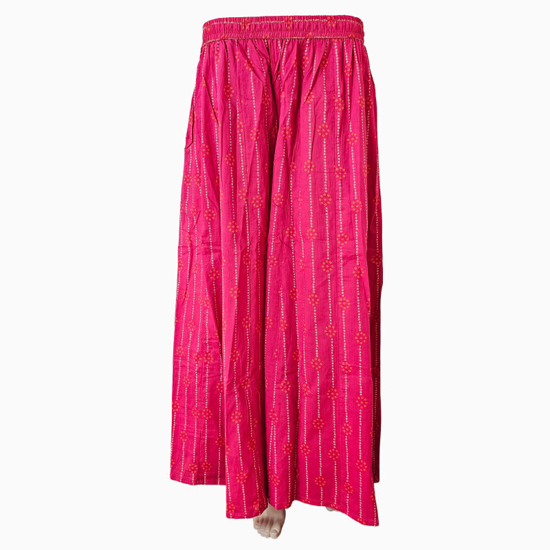 Women's Cotton 16 Kali Divider Skirt Palazzo Pants – Bhandej Vertical lined in pink base