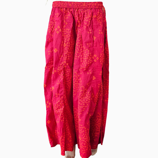 Women's Cotton 16 Kali Divider Skirt Palazzo Pants – Bhandej print in pink