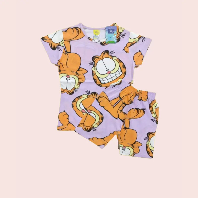 Girls Shorts Set | Big creature on light lilac