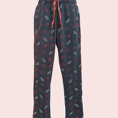 Women Track Pant | Black Mickey with Orange tape | WTRACK