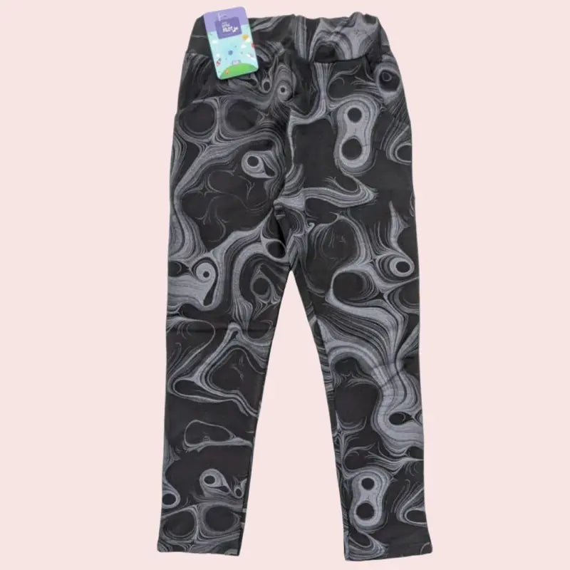 Girls Pants | Black with wavy lines