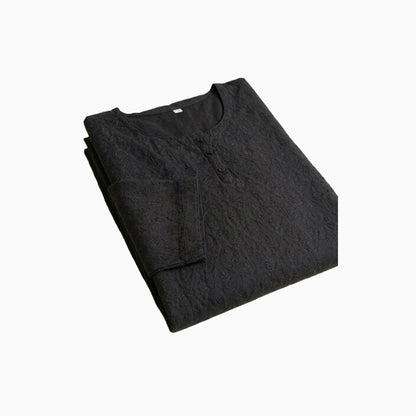 Women Kurti | Straight cut | Black Chickenkari | only Kurti