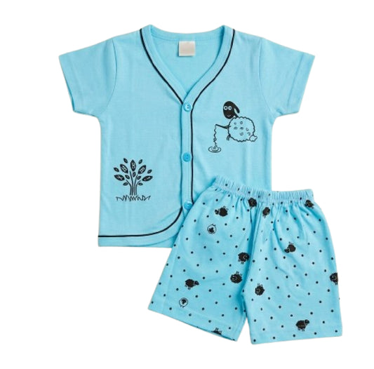 Baby Boy Set | Blue front open shorts set