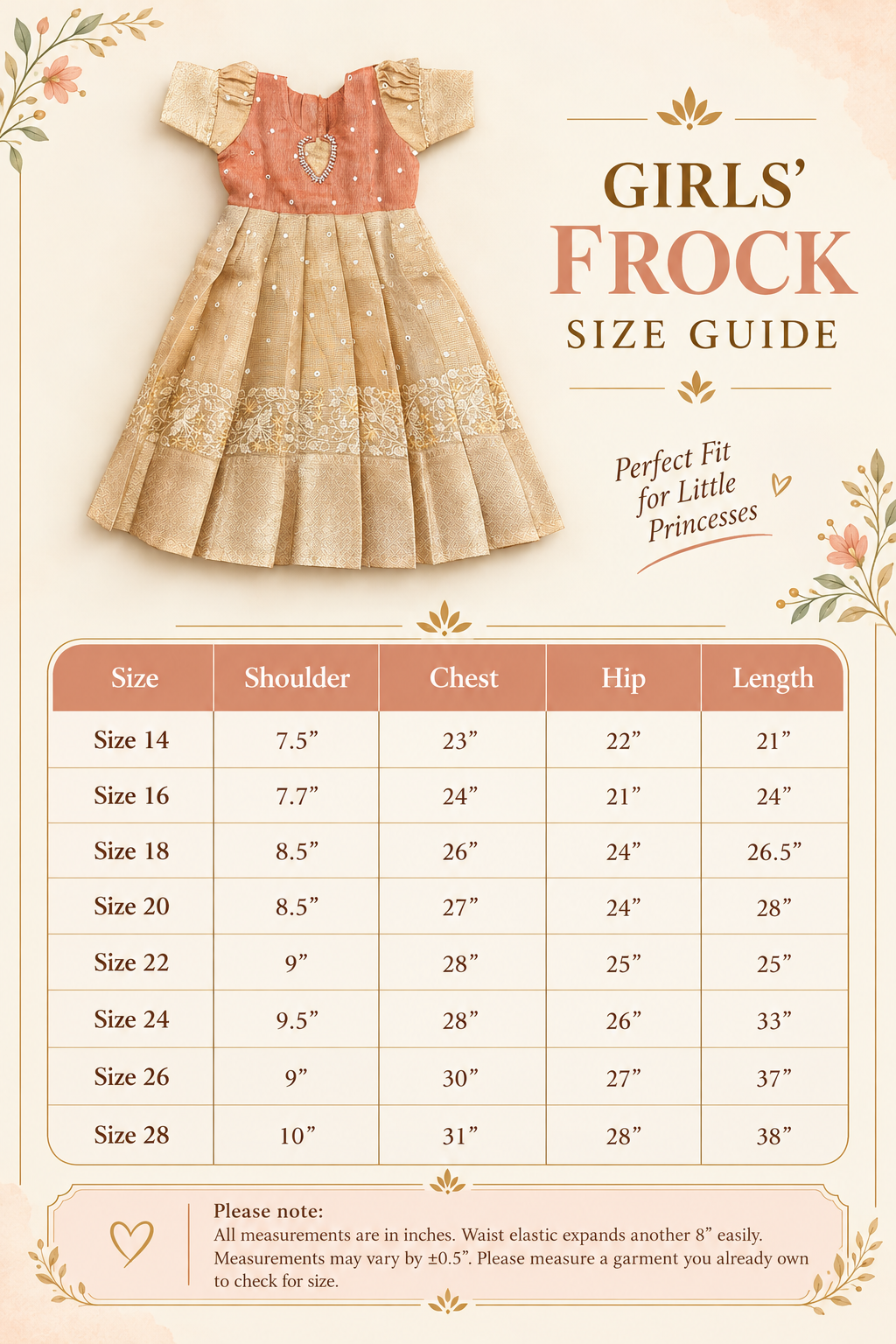 Girls Ethnic Kota Silk Frock | Golden Checks with light brownish mirror work