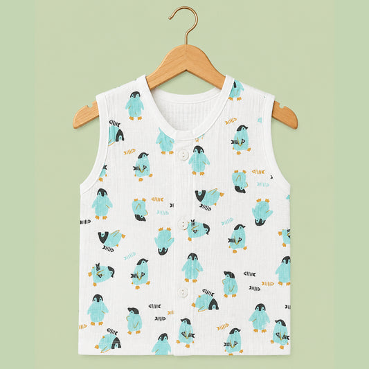 Baby Muslin T-Shirt |  Button Jabla Penguin