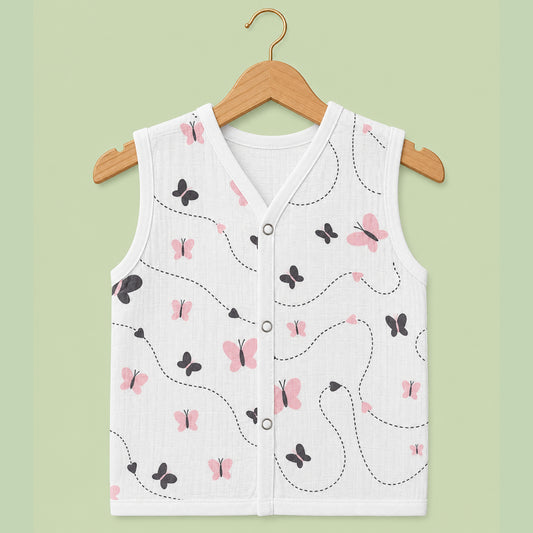 Baby Muslin T-Shirt |  Button Jabla butterflies