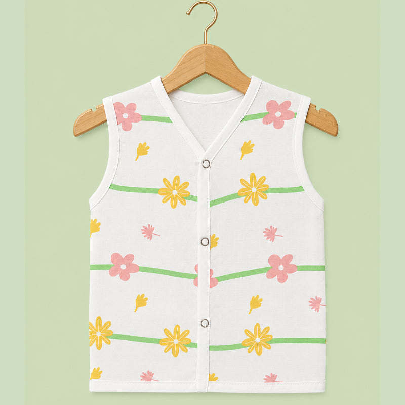 Baby Muslin T-Shirt |  Button Jabla flowers