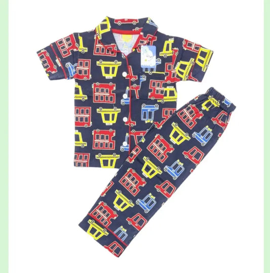 Kids Night Pant Set | Car print