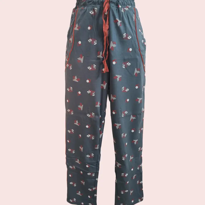 Women Track Pant | Cement color shapes with orange tape | WTRACK