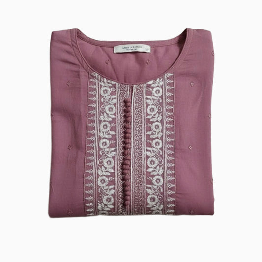Women Kurti | Straight cut | Chanderi silk Onion color  | only Kurti