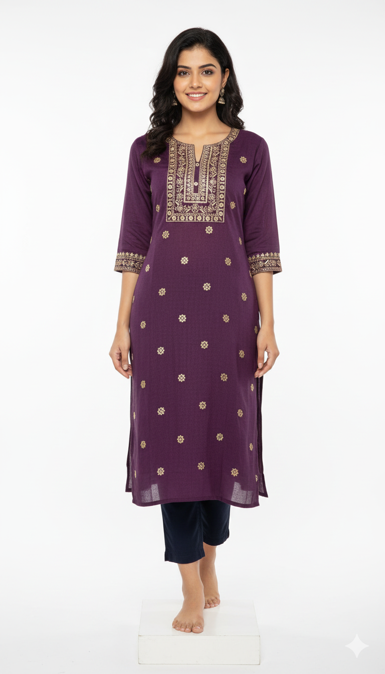 Women Kurti | Straight cut | Dark Wine | only Kurti