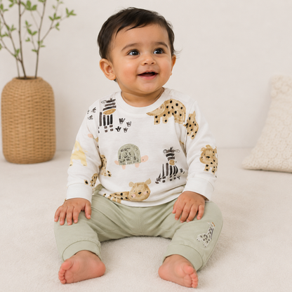 Baby Pant Set | Pista Green 3 piece combo set | Full Sleeve Combo Set