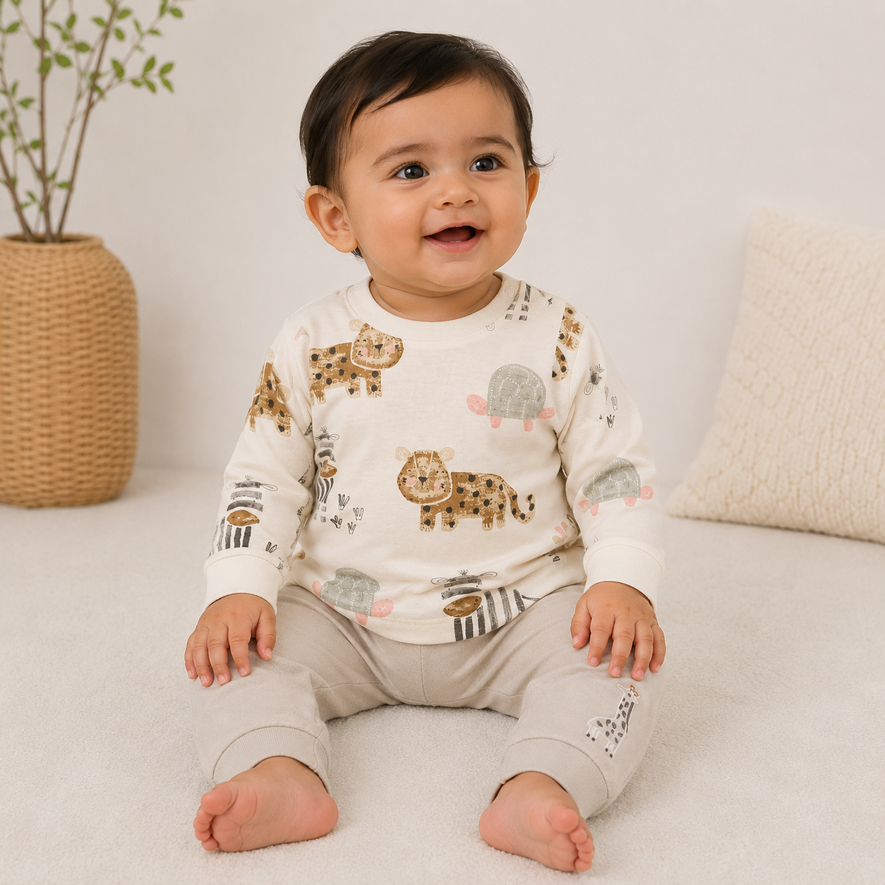 Baby Pant Set | Light Brown piece combo set | Full Sleeve Combo Set
