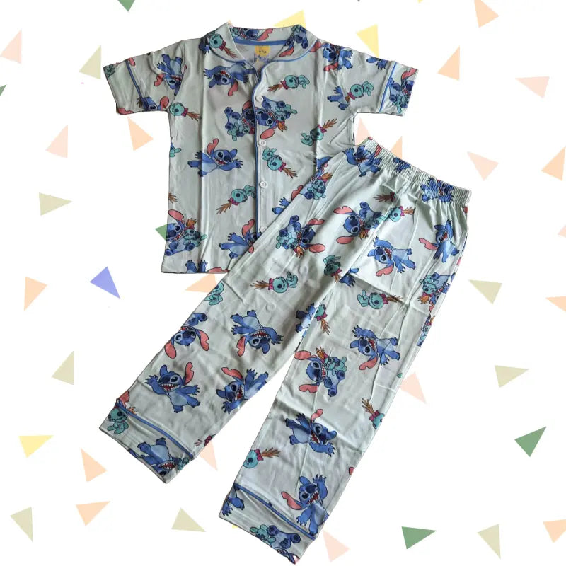 Kids Night Pant Set | Chipmunk in greenish blue