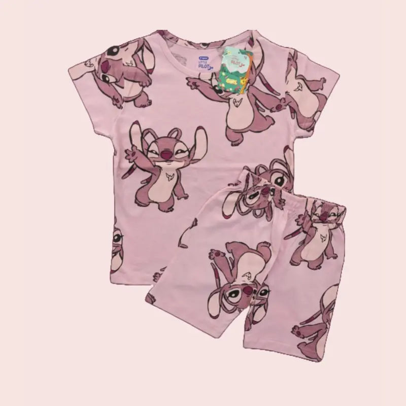 Girls Shorts Set | Chipmunk in light pink