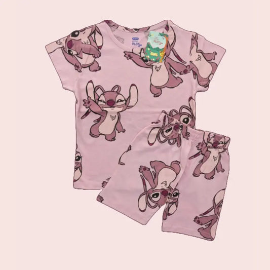 Girls Shorts Set | Chipmunk in light pink