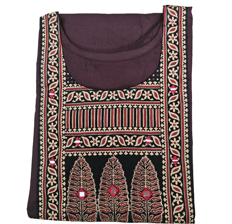 Women's Dabu Cotton Short Kurti |Coffee brown short top