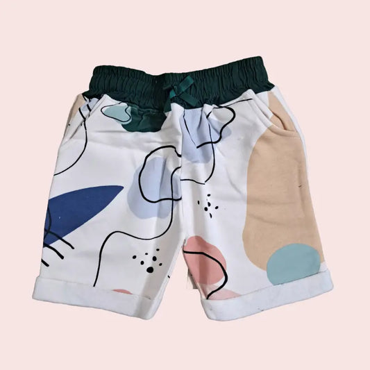 Girls Shorts | Leaf outlines in half white colors