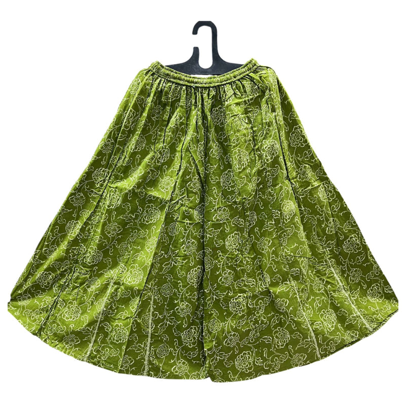 Women's Cotton 16 Kali Divider Skirt Palazzo Pants – Creamish outlines in green