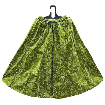 Women's Cotton 16 Kali Divider Skirt Palazzo Pants – Creamish outlines in green