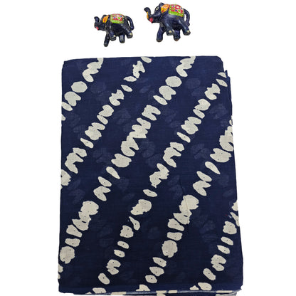 Mul Mul Cotton Saree | Cross Lines in Navy