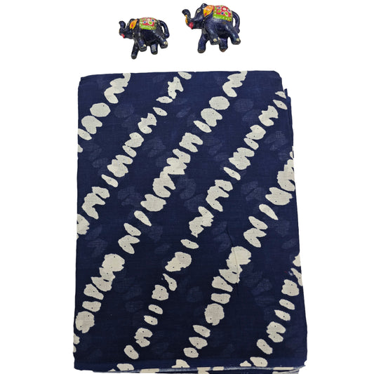 Mul Mul Cotton Saree | Cross Lines in Navy