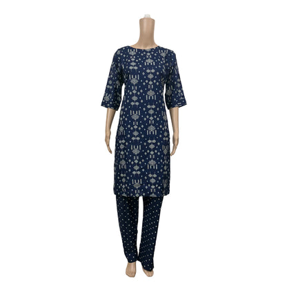 Women’s Liva Rayon Kurti & Pant Set | Daily Wear | Dark Navy printed top with pant