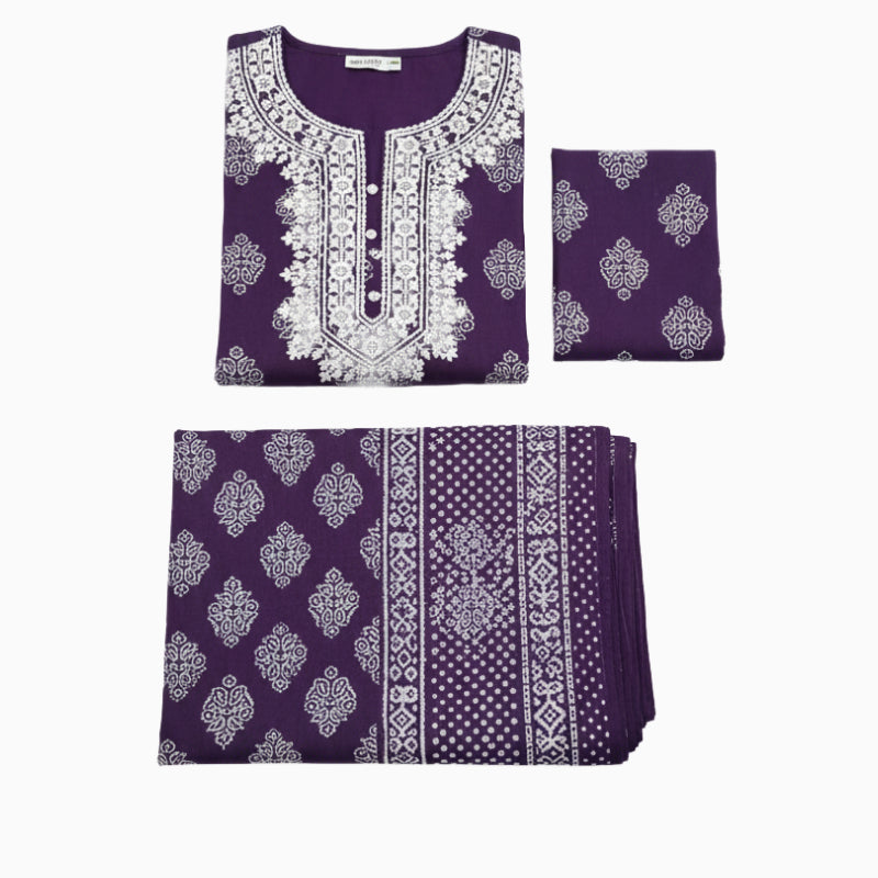 Women kurti with pant and dupatta | Straight cut | Dark purple kurti sets