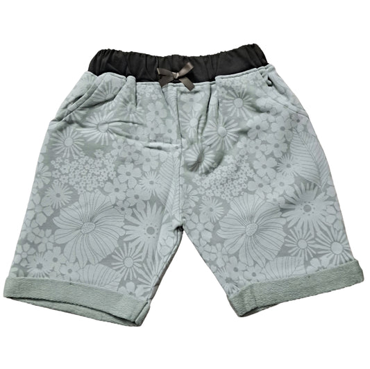 Girls Shorts| Different Flowers In Light Pista Green