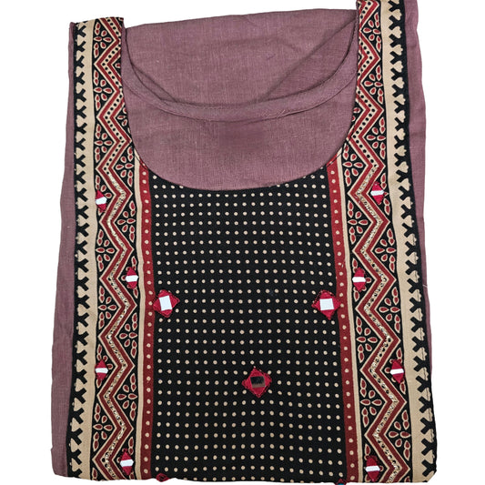 Women’s Dabu Cotton Short Kurti | Dusty Rose
