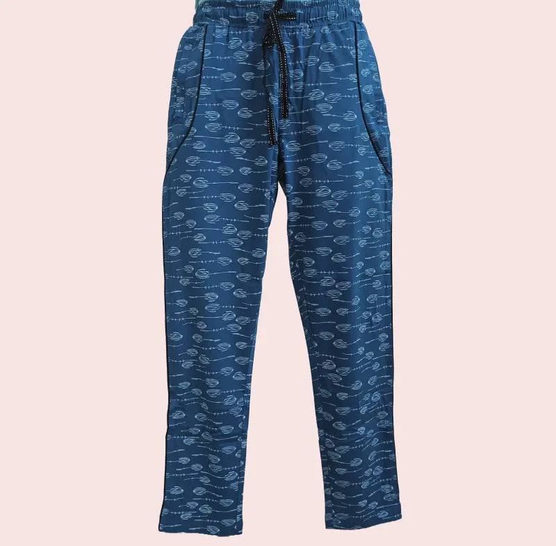 Women Track Pant | Electric blue Jelly with Black tape | WTRACK