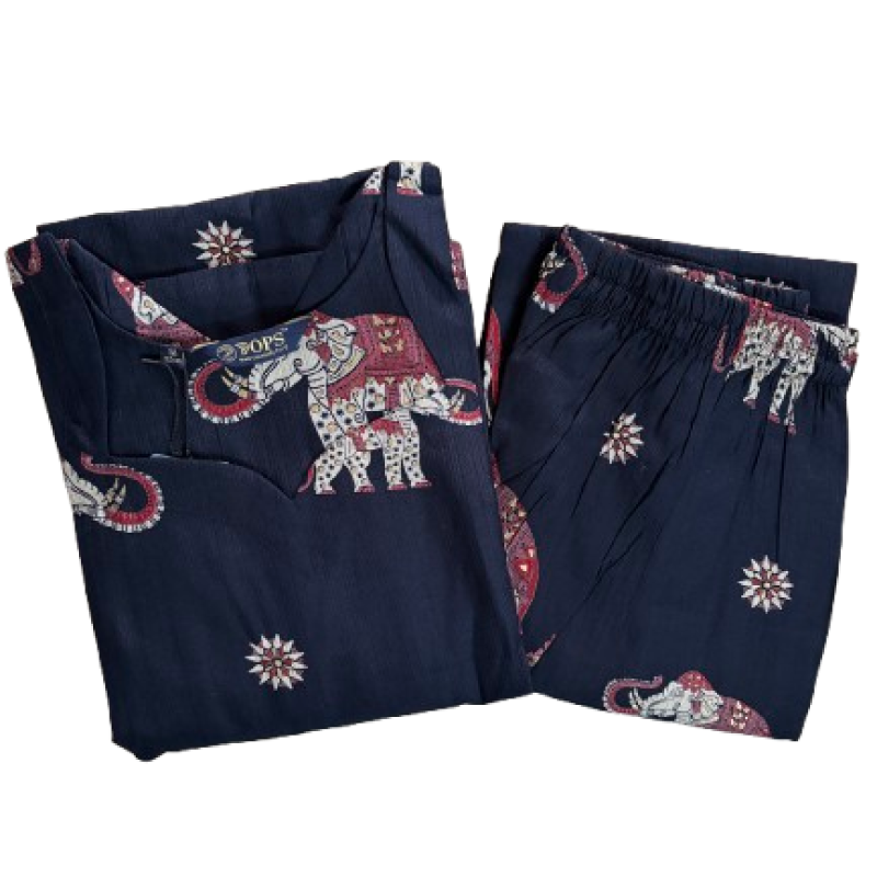 Elephant Print premium shining flex cotton kurti palazzo co-ord set